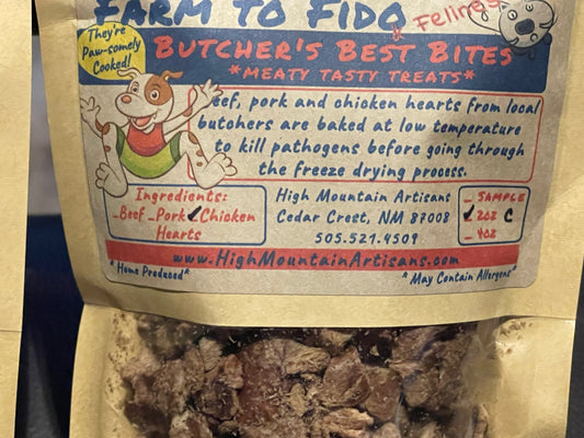 2oz Farm to Fido & Feline- Butcher's Best Bites small dog/cat treats